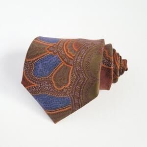 NEW Etro Tie Italian Silk Paisley Necktie NWOT Brown Green Orange Mens